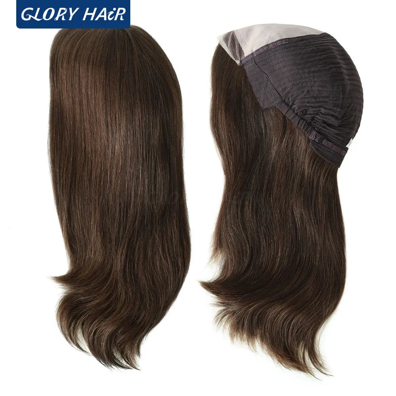 GLORYHAIR - MT11  14.5" Women Luxury Wig Mono Top Jewish Wig Lace Front Human Hair Wig Chinese Culticle Remy Hair Wigs for Women