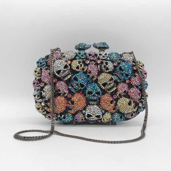 2021 New Arrivals Bling Glitter Rhinestone Skull Purse  Purses Luxury Handbags Diamond  Skull Evening  Purse Bag